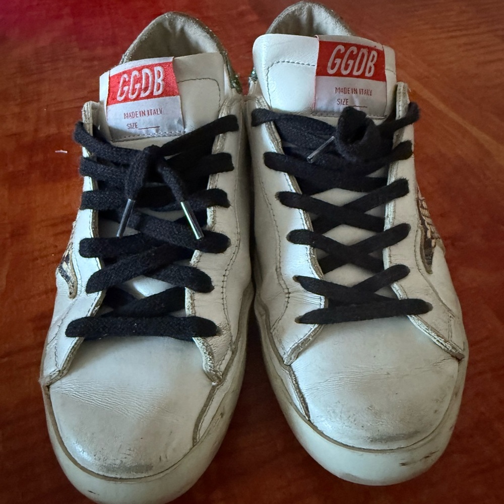 Golden Goose White and Black Sneakers